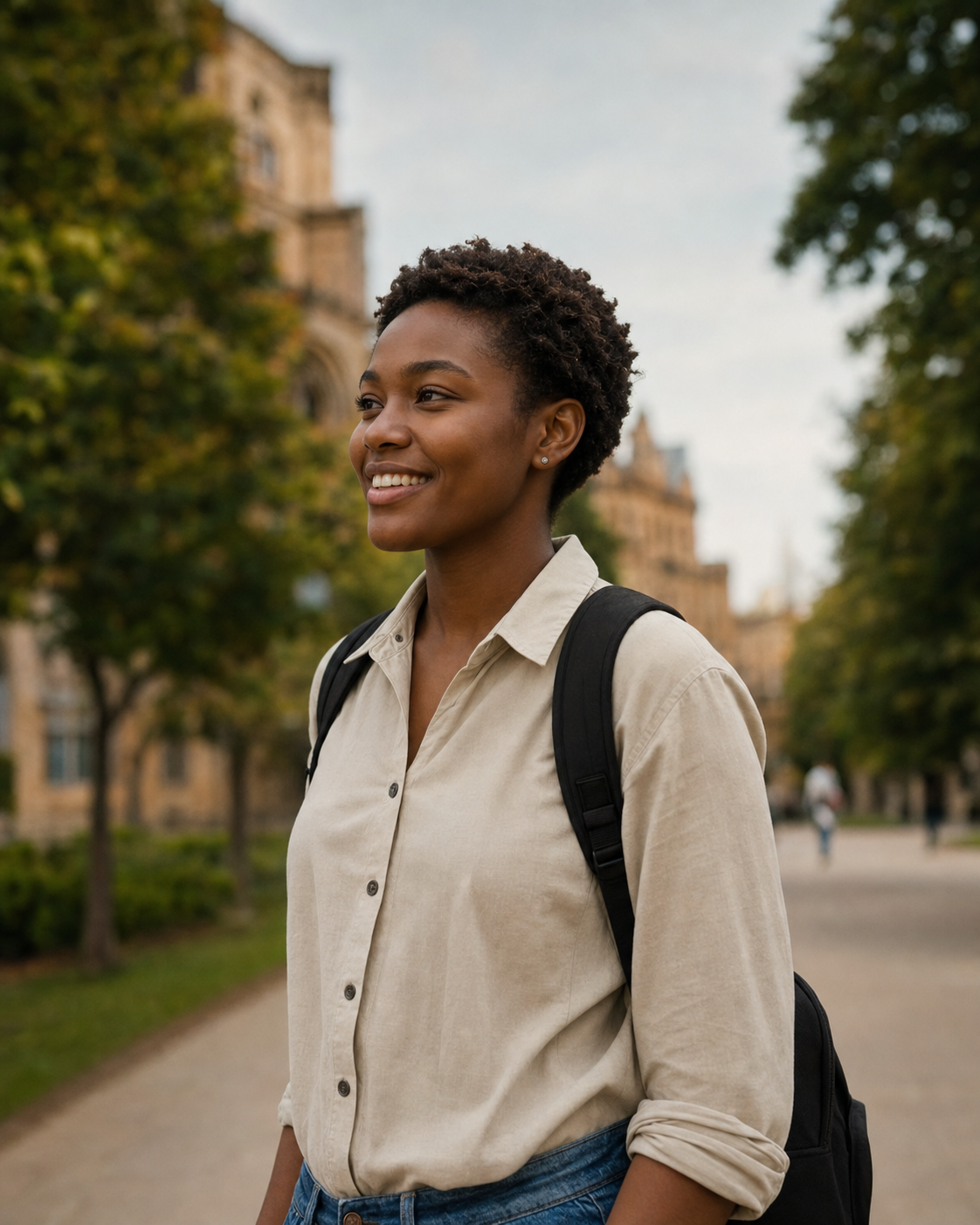 An African student on a university campus